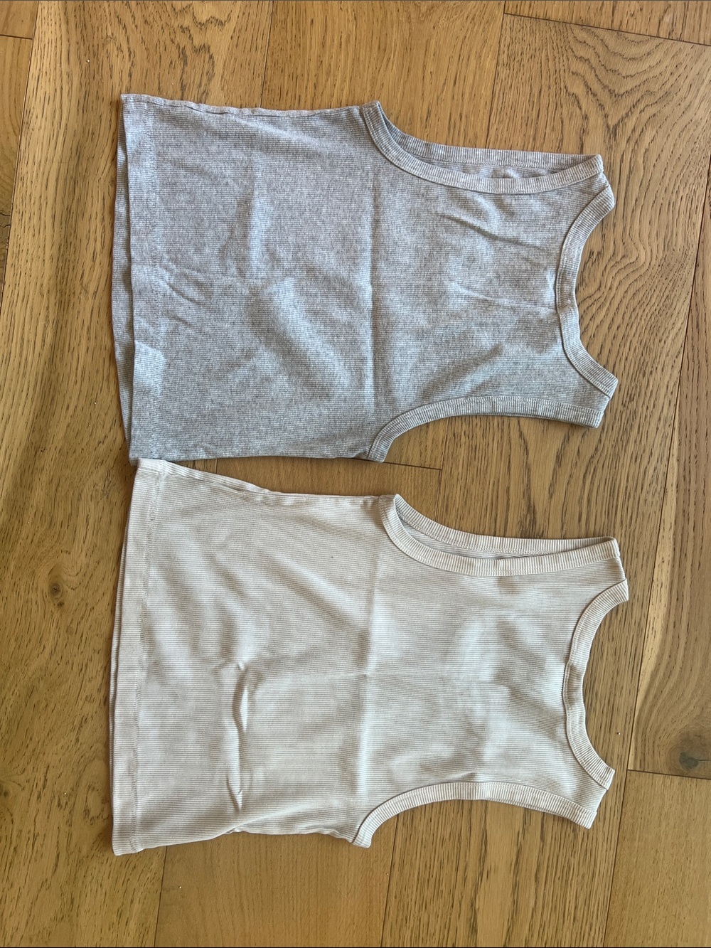 Crewcuts Ribbed Tank Tops - Gray & Cream Set - Picture 6 of 6